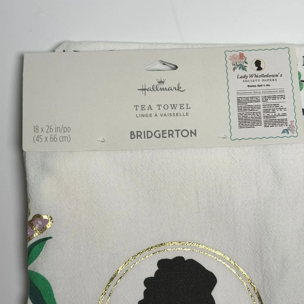 Hallmark Bridgerton Lady Whistledown Tea Towel‎ Cotton 18x26 New Society Papers